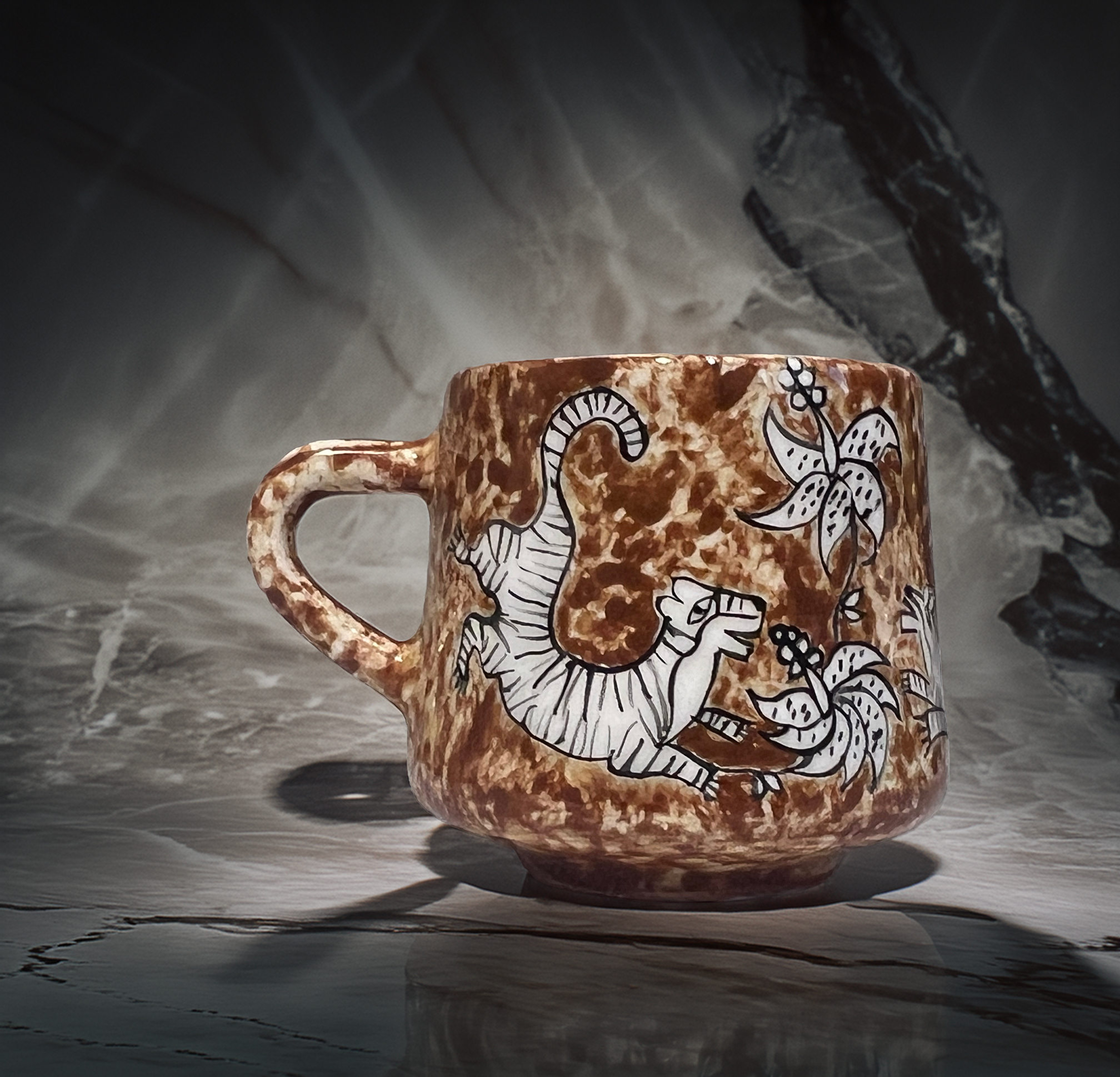 Handcrafted Ceramic Cup with Tiger Design